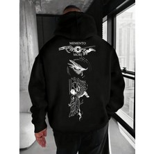 Nevermind Memento Mori Baskılı Siyah - Tarz Streetwear Oversize Unisex Kapüşonlu Sweatshirt