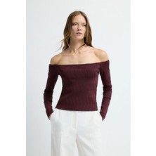 Adl Zigzag Örgülü Triko Kazak Murdum 13945301000