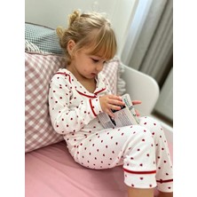 Kids Moda Evi Kız Çocuk Pijama Takımı-Kırmızı Kalpli 2-6 Yaş