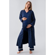 Artış Collection Uzun Kollu Desenli Esnek Pamuklu Hamile Sabahlık Pijama Takım 18301