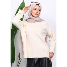İmaj Butik Taş Bisiklet Yaka Yumuşak Dokulu Oversize Triko Kazak