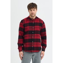 Cosplay Regular Fit Flanel Flam Dokulu Cepsiz Hakim Yaka Erkek Gömlek