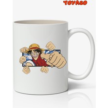 Toyaso One Piece Hasır Şapkalı Luffy Anime Temalı Beyaz Kupa Bardak Sevgiliye Arkadaşa Hediye