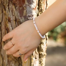 Taş Sandığı Gerçek Inci Bileklik – 4x5 mm Rondel Kesim, Ayarlanabilir Model