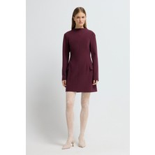 adL Gabardin Dik Yaka Elbise Mürdüm 12445872000