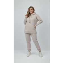Moda Xlarge Kadın Büyük Beden Uzun Kollu Üç Iplik Şardonlu Lastik Paça Eşofman Takımı 8230
