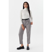 Shopping Shop Kemerli Yüksek Bel Pantolon Grı