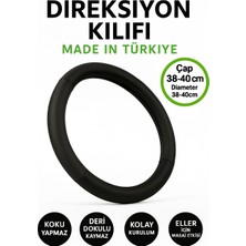 Trobus Skoda Kodiaq 2017-2023 Geçmeli Direksiyon Kılıfı Delikli Siyah Deri