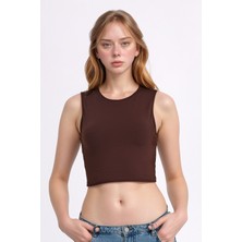 Loule Kadın Giyim Pamuklu & Elastan Kolsuz Bisiklet Yaka Crop LL.01.ILK.109