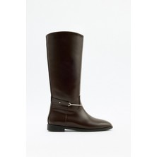 Lutvelizade Çizme 2521 - Gümüş Bilek Aksesuarlı Acı Kahve Kadın Çizme