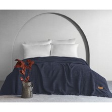 Dantela Strada Fitilli Yatak Örtüsü - Lacivert