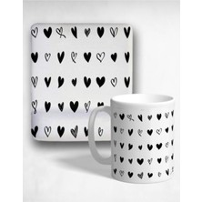 Hearts Oval Bilek Destekli Mouse Pad ve Kupa Bardak Seti