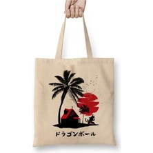 Toyaso Summer Kame Mouse Beyaz Bez Çanta Uzun Saplı Alışveriş Çantası Plaj Çantası