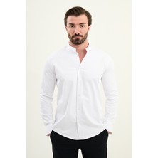 MCR Düz Slim Fit Hakim Yaka Uzun Kollu Erkek Gömlek