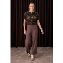 Fitilli Triko Pantolon Kahve