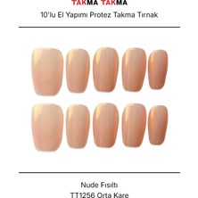 Takma Takma 10'lu Pembe Orta Oval TT1256 Tekrar Kullanılabilir El Yapımı Protez Takma Tırnak - Pembe-XS