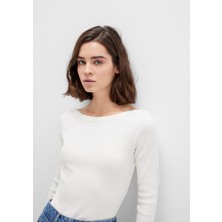 Mavi Uzun Kollu Ekru Basic Tişört 1613622-80194