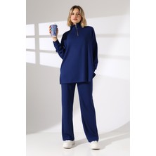 Lubiti MODAL KUMAŞ DİK YAKA YARIM FERMUARLI TESETTÜR İKİLİ ALT/ÜST TAKIM BÜYÜK BEDEN