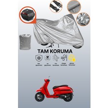 Dokaca Gri Arka Çanta Uyumlu Lambretta X300 Uyumlu Motor Brandası, Koruyucu Örtü