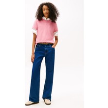 Tommy Jeans Yuvarlak Yaka Baskılı Pembe Kadın T-Shirt DW0DW21964THC