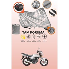 Dokaca Gri Kilit ve Arka Çanta Uyumlu Kral Motor KR-150-G Uyumlu Motosiklet Brandası, Koruma Örtüsü