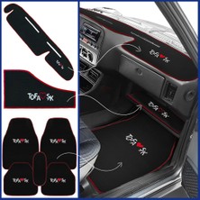 Tusba Market Tofaş Şahin Doğan Kartal Nakışlı Oto Halı Paspas Seti & Yüksek Torpido Kaplama Halısı & Sehpa Örtüsü