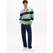 Tommy Jeans Çizgili Yeşil Erkek Polo T-Shirt DM0DM22074MAS Tjm Rlx Strıpe Rugby