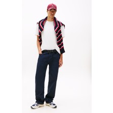 Tommy Jeans Bisiklet Yaka Düz Beyaz Erkek T-Shirt DM0DM21986YBL Tjm Rlx Crest Play Te