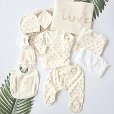 Leylek Cg Kids Bebek Hastane Çıkışı 10'lu %100 Pamuk Kalpli Love Detaylı 0-3 Ay