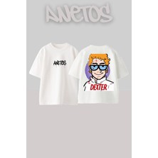 Anetos Dexter 6 Tasarım Sırt Baskılı Pamuk Beyaz Oversize T-Shirt