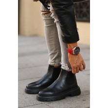 Shoetyle - Siyah Hakiki Deri Erkek Chelsea Bot 101-9046