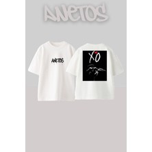 Anetos The Weeknd 21 Tasarım Sırt Baskılı Pamuk Beyaz Oversize T-Shirt