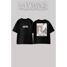 Anetos Taylor Swift 17 Tasarım Sırt Baskılı Pamuk Siyah Oversize T-Shirt