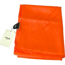 Fendi F Desen Ipek Jakarlı Şal Turuncu