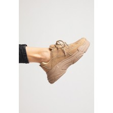 Tonny Black Kadın Vizon Yüksek Taban Bağcıklı Spor Ayakkabı