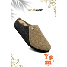 Sermoda Kadın Ev Terliği  – Poli Taban Hafif Tabanlı Sıcak Tutan Ev Terliği Vizon Siyah