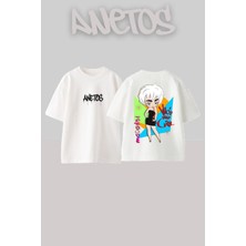 Anetos Madonna 2 Tasarım Sırt Baskılı Pamuk Beyaz Oversize T-Shirt