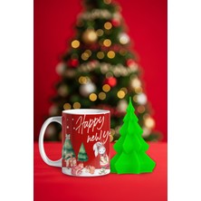Flipped Yılbaşı Çam Ağacı Modeli ve Kırmızı Happy New Year Kupa Bardak