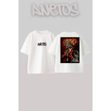 Anetos Slayer 2 Tasarım Sırt Baskılı Pamuk Beyaz Oversize T-Shirt