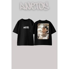 Anetos Central Cee 7 Tasarım Sırt Baskılı Pamuk Siyah Oversize T-Shirt