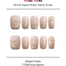 Takma Takma 10'lu Ten Rengi Kısa Balerin TT1083 Tekrar Kullanılabilir El Yapımı Protez Takma Tırnak - Ten Rengi-L