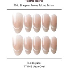 Takma Takma 10'lu Ten Rengi Uzun Oval TT1449 Tekrar Kullanılabilir El Yapımı Protez Takma Tırnak - Ten Rengi-XS