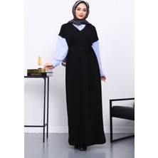 İmaj Butik Siyah Gömlek Garnili İki İplik Elbise