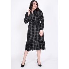 Myline Eteği Fırfırlı Gömlek Elbise