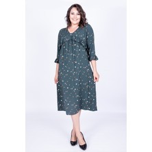 Myline V Yaka Fırfır Detaylı Elbise