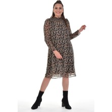 Myline Astarlı Şifon Gipe Detaylı Elbise