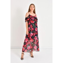 Myline Volanlı Maxi Elbise