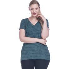 Myline Kısa Kollu V-Yakalı Krep Tişört