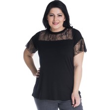 Myline Önü Ve Kolları Dantel Detaylı Tişört