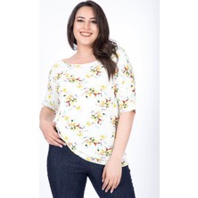 Myline Karmen Yaka Çiçekli Tişört
